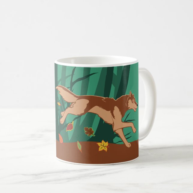 Caneca De Café Autumn Wolf (Frente Esquerda)