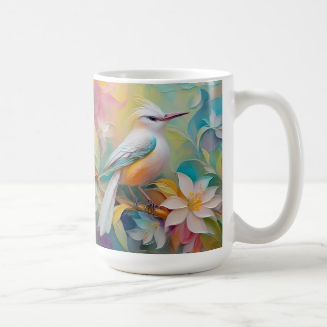 Caneca De Café Ave Fantasia de Rabo Dourado Emplumado (Direita)