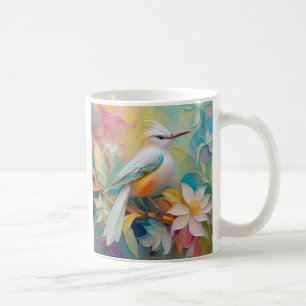 Caneca De Café Ave Fantasia de Rabo Dourado Emplumado