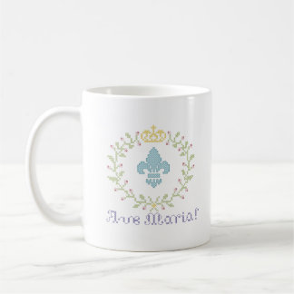 Caneca De Café Ave Maria Cross Stitch Look American Mug w/logo