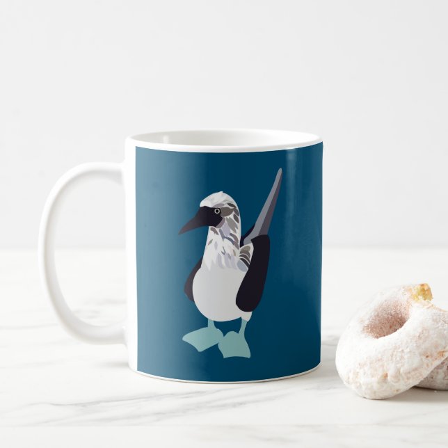 Caneca De Café Ave marinha azul-pé  (Com Donut)