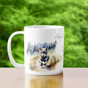 Caneca De Café Aventura aguarda o filhote de lobo com favos de ch
