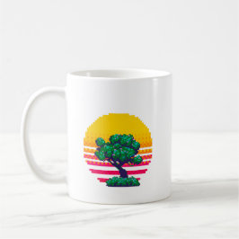 Caneca De Café Aventura da Árvore do Pôr do Sol Retro