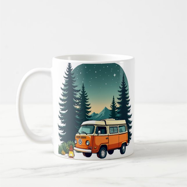 Caneca De Café Aventura de Acampamento Retro Van Life Explorador  (Esquerda)