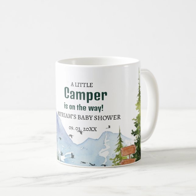 Caneca De Café Aventura de Animais da Floresta Chá de Bebê Camper (Frente Esquerda)