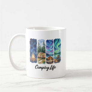 Caneca De Café Aventura de Aquarela da Vida de Camping com Tenda 