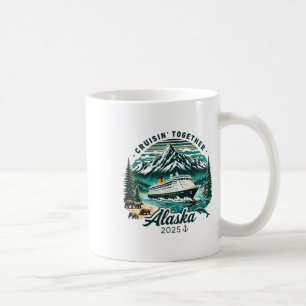 Caneca De Café Aventura de Cruzeiro Vintage no Alasca 2025 Famíli