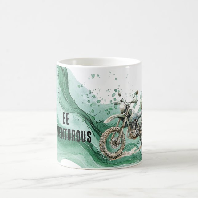 Caneca De Café Aventura de Motocicleta Verde (Centro)