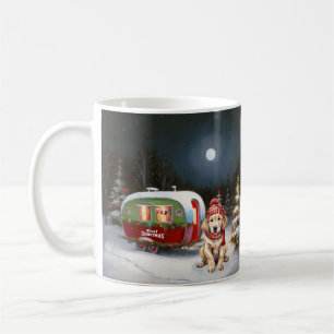 Caneca De Café Aventura de Natal do ouro Retriever Caravan
