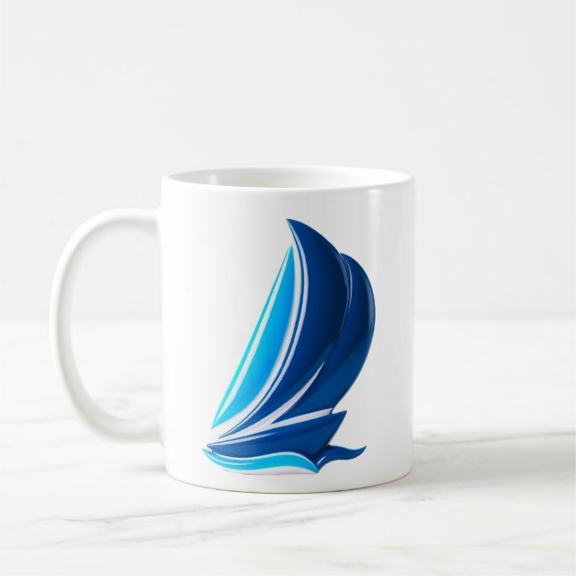 Caneca De Café Aventura do Barco à Vela Azul (Esquerda)