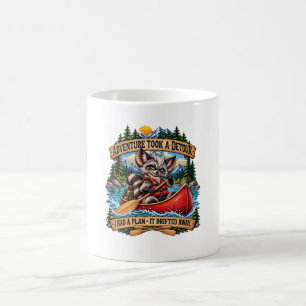 Caneca De Café Aventura Engraçada de Canoagem de Guaxinim