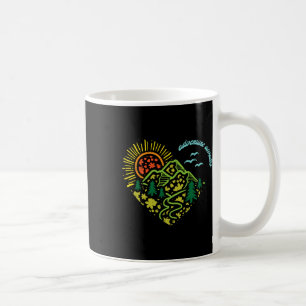 Caneca De Café Aventura Espera Montanhas Sol Camping Hiking Mulhe
