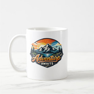 Caneca De Café Aventura Espera – Paisagem Montanhosa ao Ar Livre