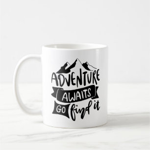 Caneca De Café Aventura Espera Vá Encontrá-la Citação Inspiradora