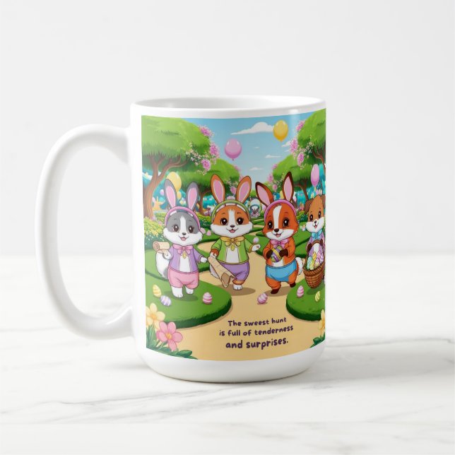 Caneca De Café Aventura Kawaii de Pascua – Animalitos Exploradore (Esquerda)