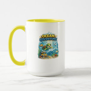 Caneca de Café Aventura no Oceano Tartaruga Marinh