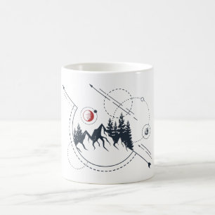 Caneca De Café Aventura para Montanhas Geométricas Modernas