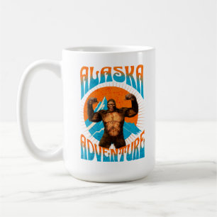 Caneca De Café Aventura Retro Sasquatch na Montanha do Alasca