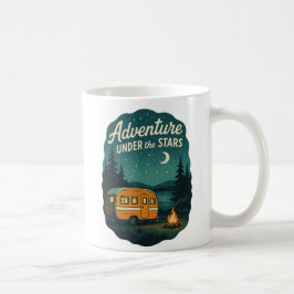 Caneca De Café Aventura sob a Arte de Acampamento Retroativo das