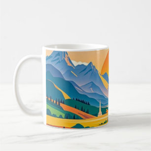 Caneca De Café Aventuras Cênicas Coloridas na viagem em estrada e