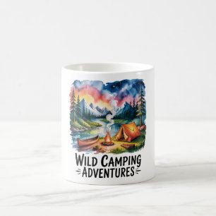 Caneca De Café Aventuras de Camping Selvagens Design
