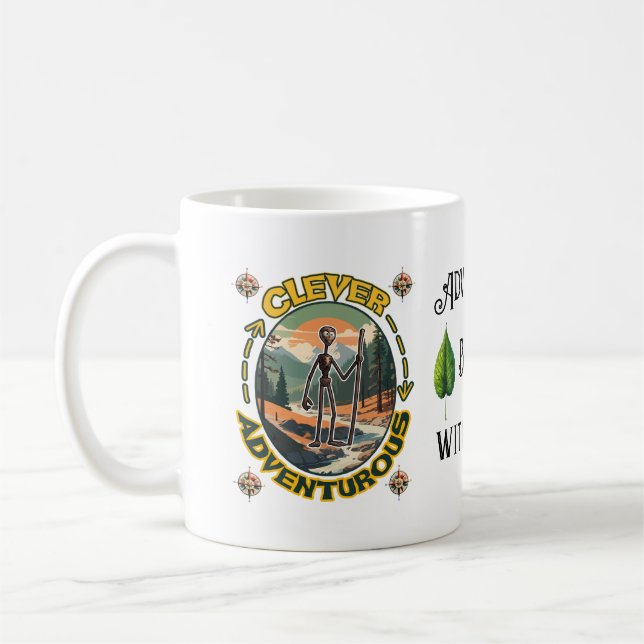 Caneca De Café Aventureiro Inteligente, A Aventura Começa com um  (Esquerda)