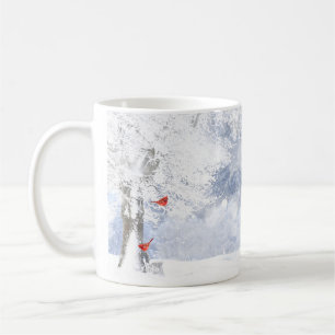 Caneca De Café Aves Cardinais Vermelhas Árvores de Neve de Natal