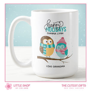 Caneca De Café Aves de Neve do inverno personalizadas