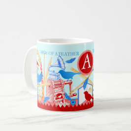Caneca De Café Aves de um Artesanato de penas Juntas de Mug Aqua