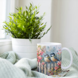 Caneca De Café Aves e Blooms