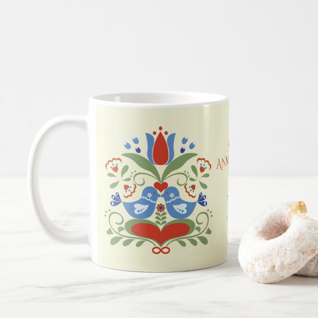 Caneca De Café Aves e Blossomas (Com Donut)