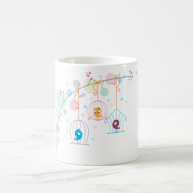 Caneca De Café Aves Em Gaiolas (Criador carregado)