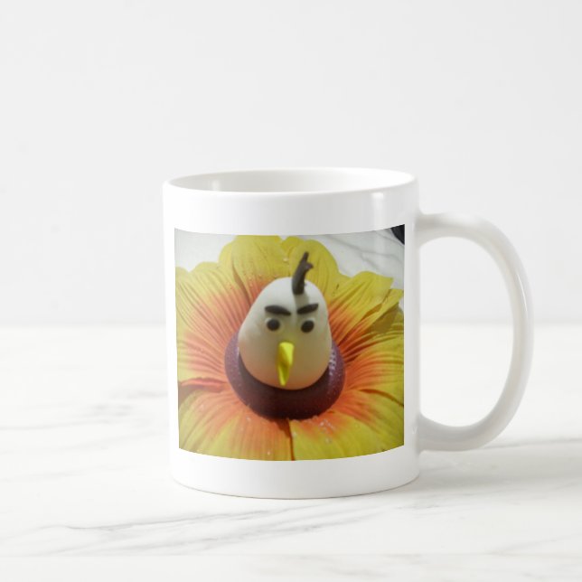 Caneca De Café Aves Esculpidas na Impressão de Arte de Girassol (Direita)