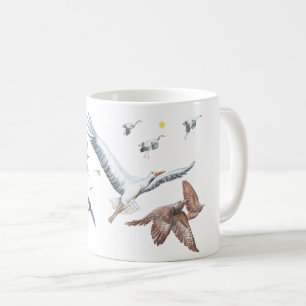 Caneca De Café Aves migratórias que rastreiam os seus voos Ilustr