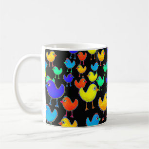 Caneca De Café Aves Multicoloridas Engraçadas
