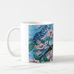 Caneca De Café Aves Na Natureza Azul