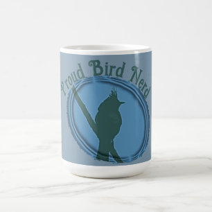 Caneca De Café Aves Nerd Silhouette Cinza Azul