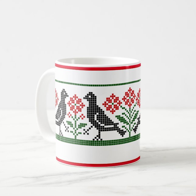 Caneca De Café Aves Renascentistas e Flores Coffee Mug (Frente Esquerda)