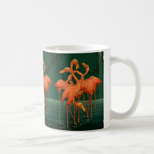 Caneca De Café Aves Selvagens Vintage, Flamingos Tropicais Rosa