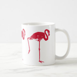 Caneca De Café Aves Vintage, Flamingo Rosa com Uma Perna Subida