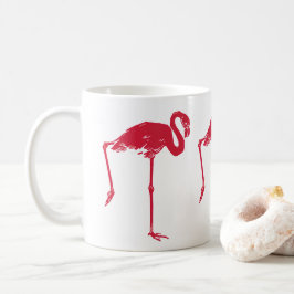 Caneca De Café Aves Vintage, um Flamingo Rosa com uma Perna Levan