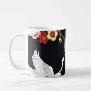Caneca De Café Aves Voadoras: Crane Heron Japonês.