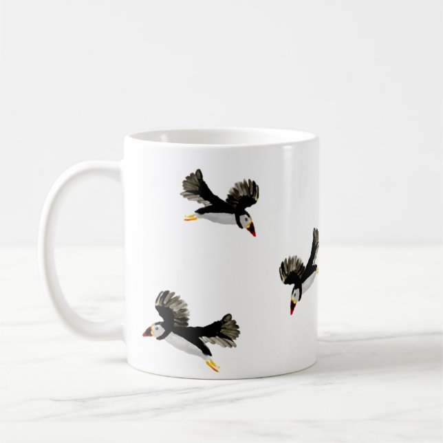 Caneca De Café Aves Voando Diversão Puffin (Esquerda)