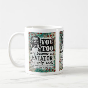 Caneca De Café Aviador - Retrô de Vintagem Engraçado
