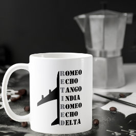 Caneca De Café Avião Aposentado Alfabeto Fonético Nato Aviação