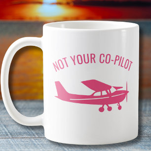 Caneca De Café Avião Cessna Rosa Não É Seu Co-Piloto Humor Femini