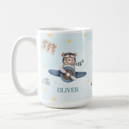 Caneca De Café Avião de Belo Urso Azul