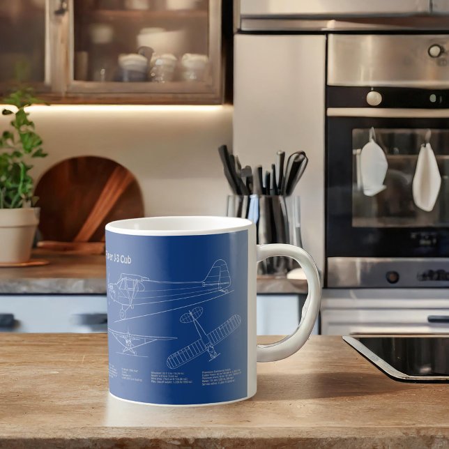 Caneca De Café Avião de Cub - Planos de avião para Esquema AD (Criador carregado)