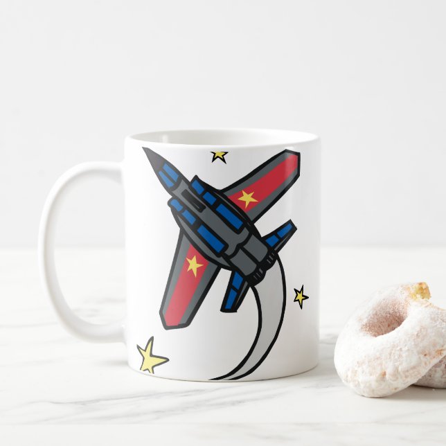 Caneca De Café Avião de Jato Voador (Com Donut)
