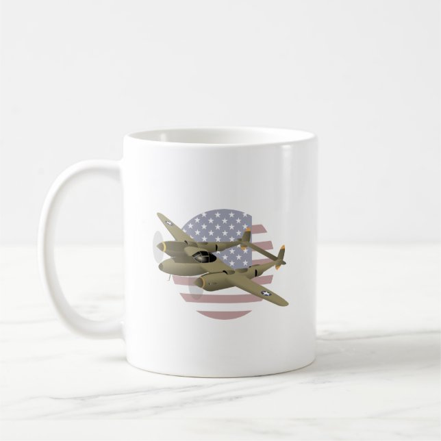 Caneca De Café Avião de raios WW2 P-38 (Esquerda)